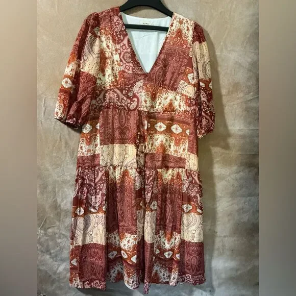 Bohemian Patchwork Dress-Large‎ - Picture 3 of 9